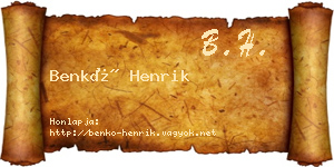 Benkő Henrik névjegykártya